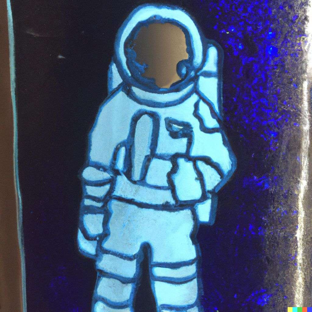 an astronaut, glass painting